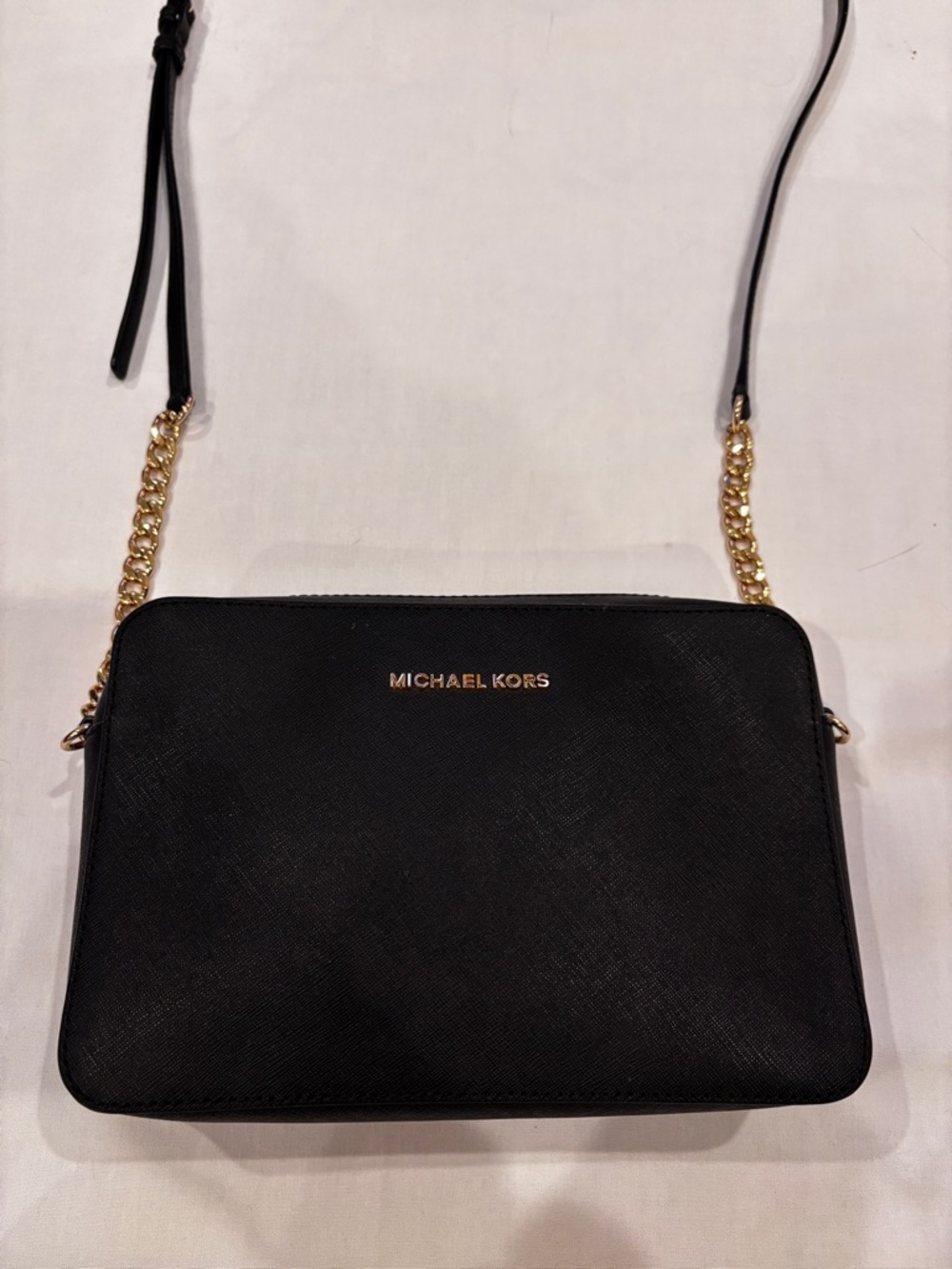 Michael Kors Black Crossbody with Gold Chain Accent